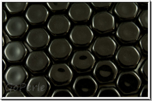 2-Loch-Honeycomb-Beads, 6mm, black, op., 30 Stk.