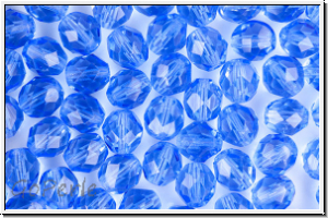 B�hm. Glasschliffperle, feuerpol., 8mm, sapphire, trans., 10 Stk.