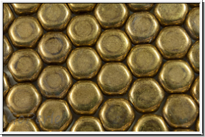 2-Loch-Honeycomb-Beads, 6mm, bronze, dorado, met., 30 Stk.
