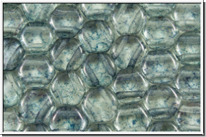 2-Loch-Honeycomb-Beads, 6mm, crystal, trans., montana luster, 30 Stk.