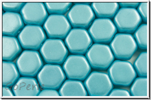 2-Loch-Honeycomb-Beads, 6mm, white, alabaster, aqua pastel, 30 Stk.