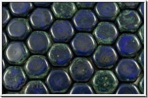 2-Loch-Honeycomb-Beads, 6mm, blue, op., dk. picasso, 30 Stk.