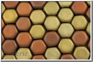 2-Loch-Honeycomb-Beads, 6mm, bronze MIX, met., satin, 30 Stk.
