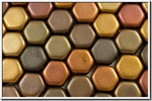 2-Loch-Honeycomb-Beads, 6mm, bronze, met., AB, satin, 30 Stk.
