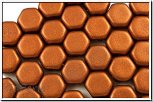 2-Loch-Honeycomb-Beads, 6mm, copper, dk., met., satin, 30 Stk.
