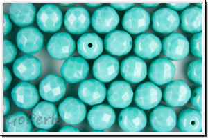 B�hm. Glasschliffperle, feuerpol., 8mm, greenturquoise, op., 10 Stk.