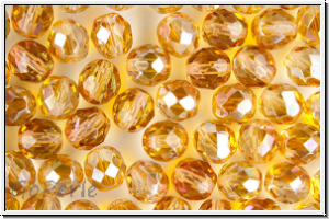 B�hm. Glasschliffperle, feuerpol., 8mm, crystal, trans., copper, 10 Stk.