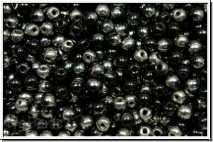 b�hm. Glasperle, rund, 3mm, black, op., half chrome, 50 Stk.