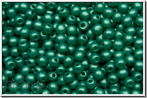 b�hm. Glasperle, rund, 3mm, crystal, trans., soft pastel dk. green, 50 Stk.