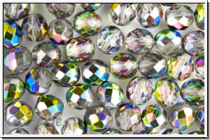 B�hm. Glasschliffperle, feuerpol., 8mm, crystal, trans., vitrail medium, 10 Stk.
