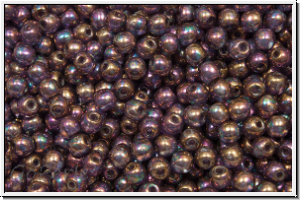 b�hm. Glasperle, rund, 3mm, crystal, trans., purple iris., 50 Stk.