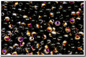 b�hm. Glasperle, rund, 3mm, black, op., half sliperit, 50 Stk.