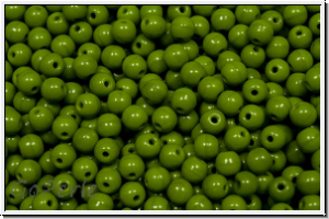 b�hm. Glasperle, rund, 3mm, olivine, dk., op., 50 Stk.
