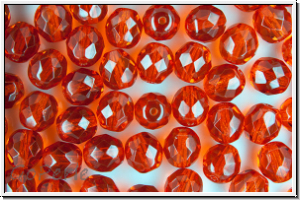 B�hm. Glasschliffperle, feuerpol., 8mm, siam, trans., 10 Stk.
