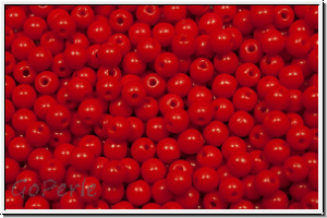 b�hm. Glasperle, rund, 3mm, red, op., 50 Stk.