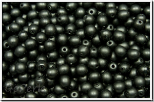 b�hm. Glasperle, rund, 3mm, white, alabaster, black pearl, matte, 50 Stk.