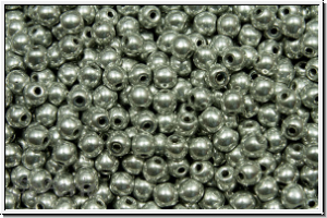 b�hm. Glasperle, rund, 3mm, crystal, trans., full silver, 50 Stk.