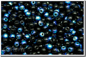 b�hm. Glasperle, rund, 3mm, black, op., AB, 50 Stk.