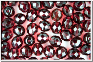 B�hm. Glasschliffperle, feuerpol., 8mm, wine, trans., 10 Stk.
