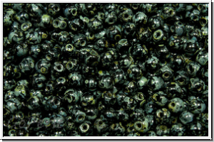 b�hm. Glasperle, rund, 3mm, black, op., picasso, 50 Stk.