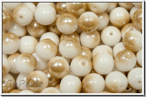b�hm. Glasperle, rund, 6mm, white, alabaster, half honey luster, 25 Stk.