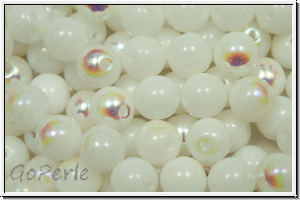 b�hm. Glasperle, rund, 6mm, white, alabaster, AB, 25 Stk.