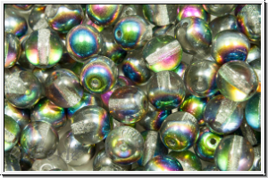 b�hm. Glasperle, rund, 6mm, crystal, trans., half vitrail medium, 25 Stk.