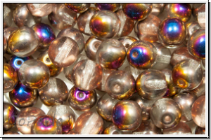 b�hm. Glasperle, rund, 6mm, crystal, trans., half sliperit, 25 Stk.