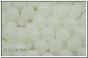 b�hm. Glasperle, rund, 6mm, white, alabaster, 25 Stk.