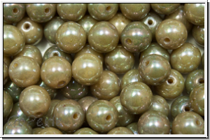 b�hm. Glasperle, rund, 6mm, ivory, op., nebula, 25 Stk.
