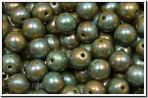 b�hm. Glasperle, rund, 6mm, olivine, dk., op., nebula, 25 Stk.