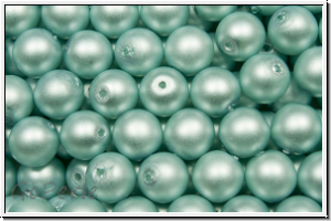 b�hm. Glasperle, rund, 6mm, white, alabaster, lt. blue pearl, matte, 25 Stk.