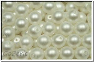 b�hm. Glasperle, rund, 6mm, white, alabaster, white pearl, matte, 25 Stk.