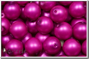b�hm. Glasperle, rund, 8mm, white, alabaster, hot pink pearl, matte, 10 Stk.
