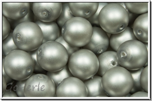 b�hm. Glasperle, rund, 8mm, white, alabaster, platinum pearl, matte, 10 Stk.