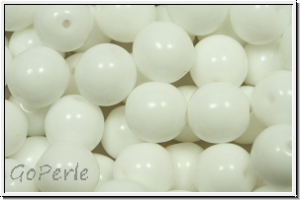 b�hm. Glasperle, rund, 8mm, white, op., 10 Stk.