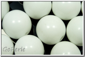 b�hm. Glasperle, rund, 14mm, white, op., 1 Stk.