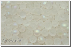 b�hm. Glasperle, rund, 4mm, crystal, trans., AB, matte, 50 Stk.