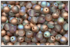 b�hm. Glasperle, rund, 4mm, crystal, trans., copper, AB, matte, 50 Stk.