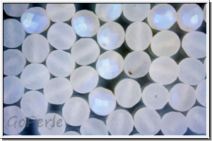 B�hm. Glasschliffperle, feuerpol., 8mm, crystal, trans., matte, AB, 10 Stk.