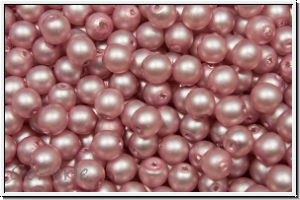 b�hm. Glasperle, rund, 4mm, white, alabaster, rose pearl, matte, 50 Stk.