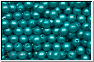 b�hm. Glasperle, rund, 4mm, white, alabaster, turquoise pearl, matte, 50 Stk.