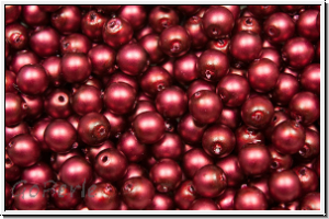 b�hm. Glasperle, rund, 4mm, white, alabaster, bordeaux pearl, matte, 50 Stk.