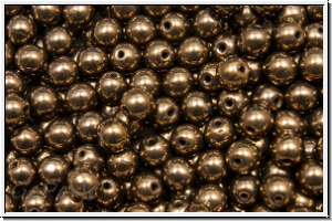 b�hm. Glasperle, rund, 4mm, bronze, dk., met., 50 Stk.