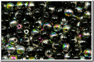 b�hm. Glasperle, rund, 4mm, black, op., half vitrail medium, 50 Stk.