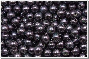 b�hm. Glasperle, rund, 4mm, amethyst gunmetal, met., 50 Stk.