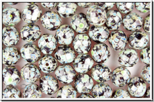 B�hm. Glasschliffperle, feuerpol., 8mm, amethyst, trans., picasso, 10 Stk.