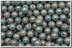 b�hm. Glasperle, rund, 4mm, mint, lt., op., nebula, 50 Stk.