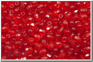 B�hm. Glasschliffperle, feuerpol., 3mm, siam, dk., trans., 50 Stk.