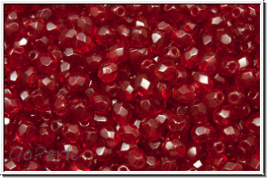 B�hm. Glasschliffperle, feuerpol., 3mm, garnet, trans., 50 Stk.